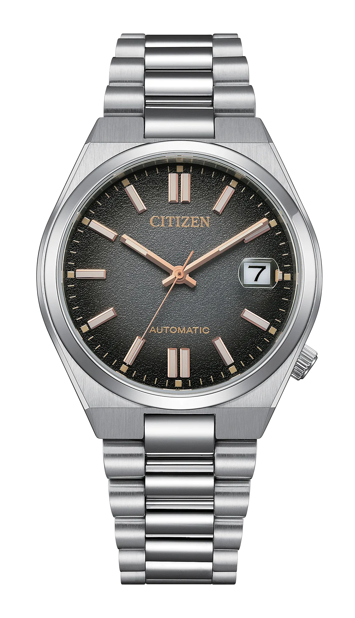 TSUYOSA 37mm “Time Slip” Black Dial Stainless Steel Bracelet